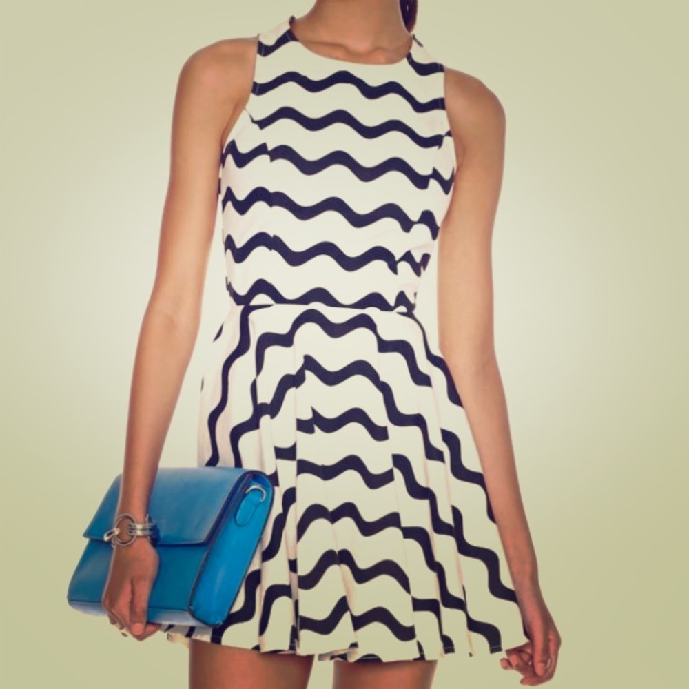 ISO Skater Dress Graphic wave